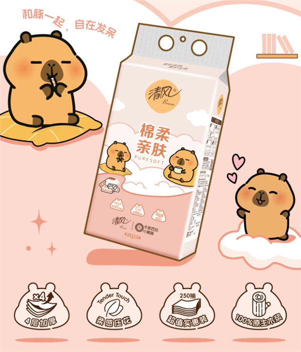 原生木桨 清风悬挂式纸巾百亿补贴：24.9元10提