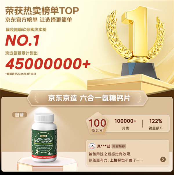每天1.3元新低:京东京造香港原装进口氨糖大促限今日