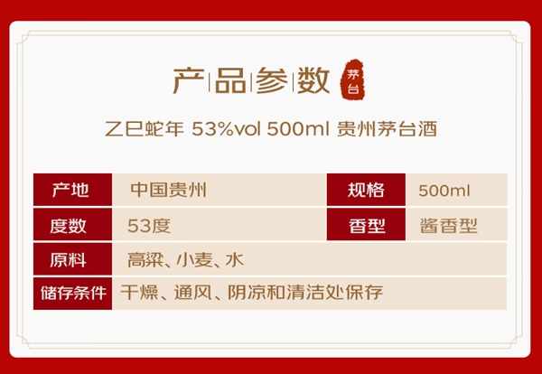 假一赔四!贵州茅台酒(乙巳蛇年)京东6.5折再降价:1708元