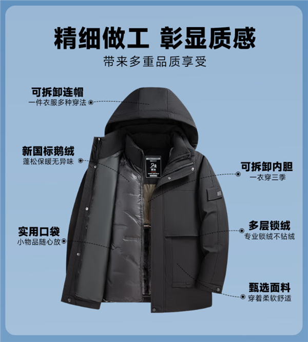 京东杉杉官方旗舰店:三合一羽绒服日常价584元 现券后230元