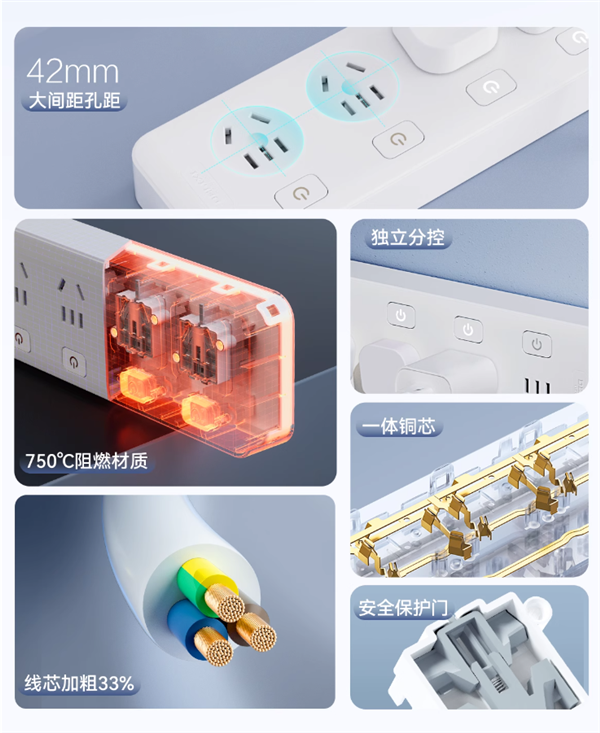 多孔位+独立开关：大牌德力西1米3插位插板12.41元好价