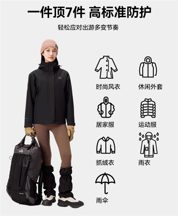 一件顶7件：伯希和原石三合一冲锋衣再降价 仅340元