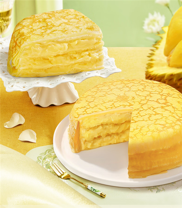 金枕果肉含量≥40%：榴莲千层450g*2仅39.9元顺丰包邮