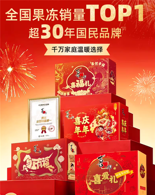 含霸气果肉果冻：喜之郎年货礼盒46元4.9斤大促