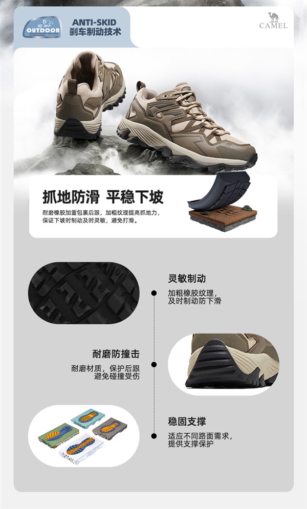 防砸、防滑、防崴脚！骆驼·昆仑登山鞋发车：领券立减130元