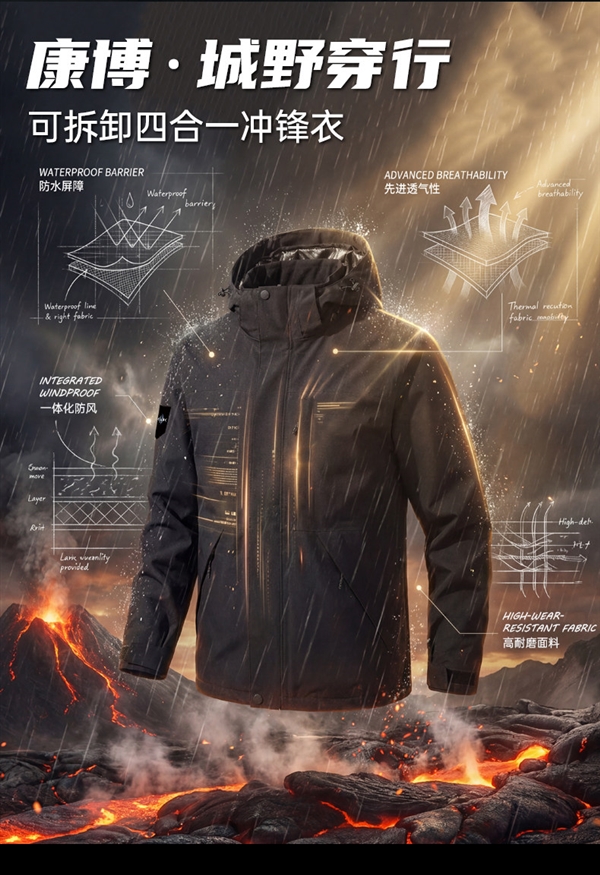 康博三合一冲锋衣大促:领1000元券 到手价99元