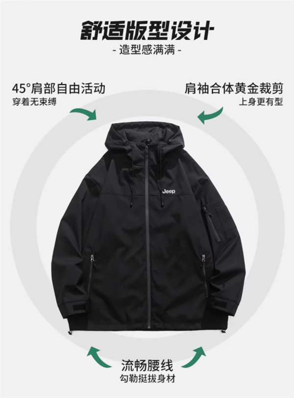 断码清仓手慢无:Jeep冲锋外套39.9元、三合一119元