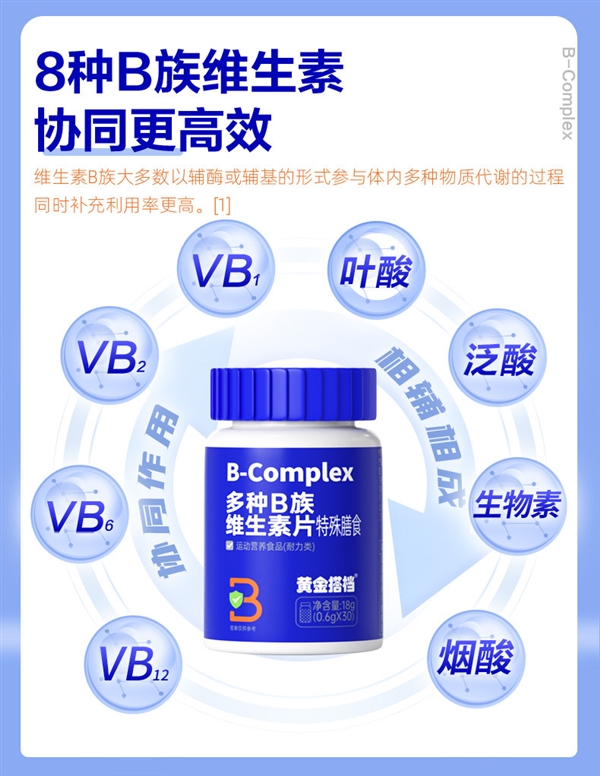 黄金搭档B族复合维生素30粒2瓶装：14.9元官方发车