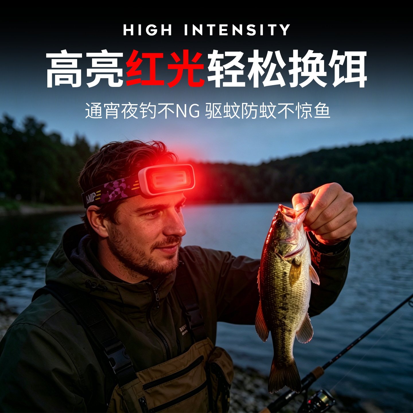 2026新款头灯强光超亮充电大泛光头戴式轻便户外红光夜钓鱼专用