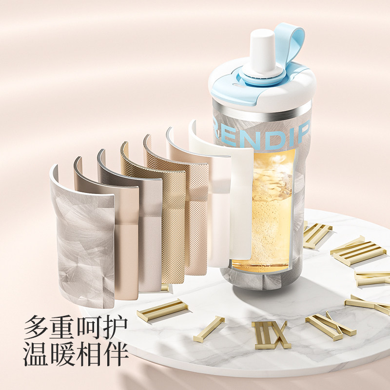 哈尔斯吸管保温杯陶瓷内胆女高颜值水杯学生便携咖啡杯子2026新款