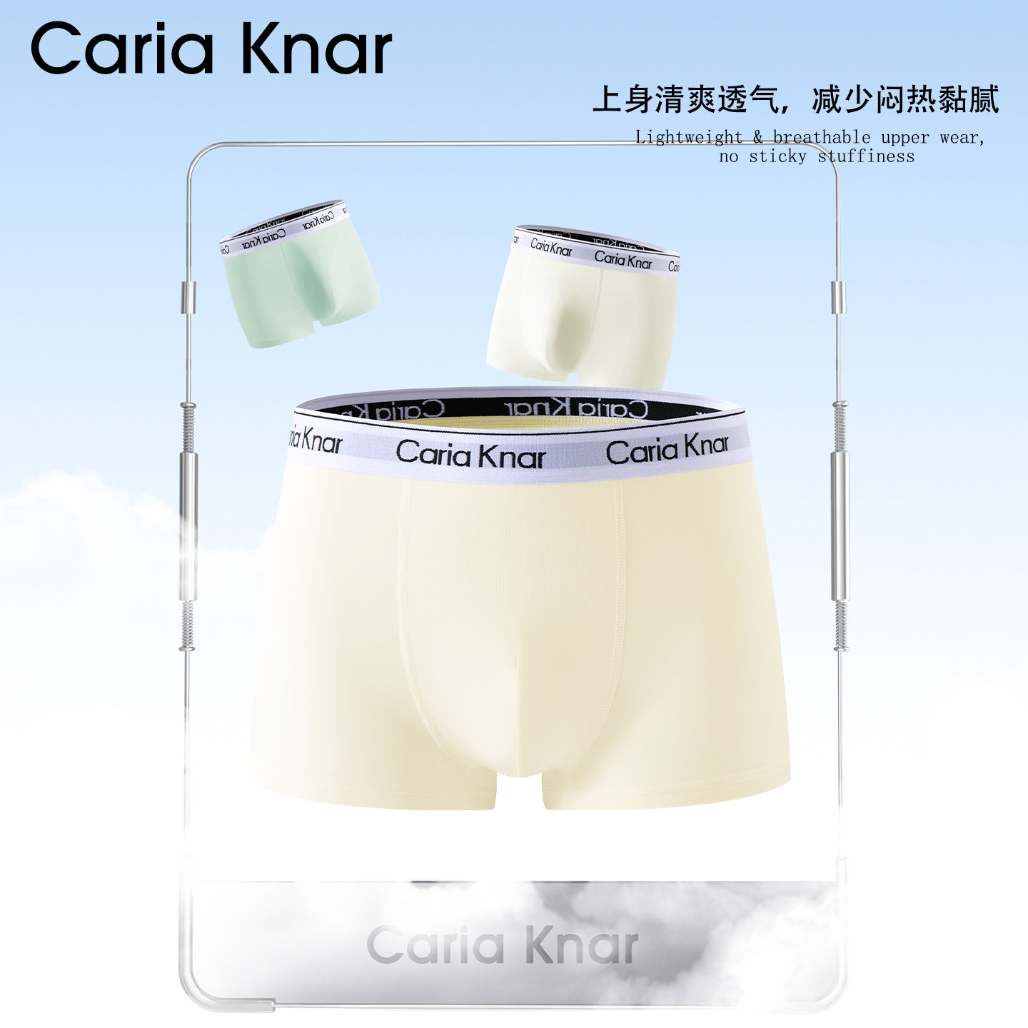Caria Knar臻品天丝经典男士内裤天丝无痕四角裤透气裆男生短裤衩