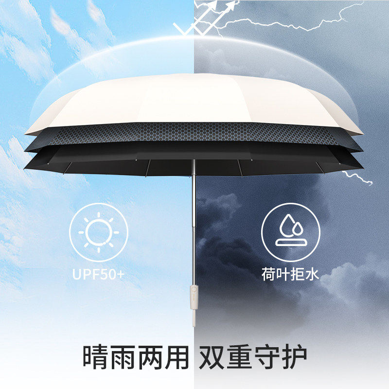 全自动雨伞男士加固晴雨两用三折伞女防晒折叠一键电动防风开合